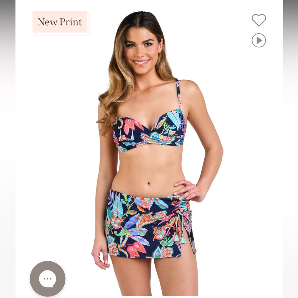 La Blanca swimsuit - wrap front bikini set with swim skirt bikini bottoms, navy - Picture 9 of 13